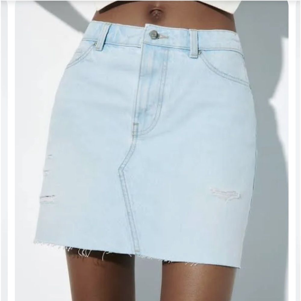 Zara Ripped Z1975 Denim Mini Skirt SZ XS NWT